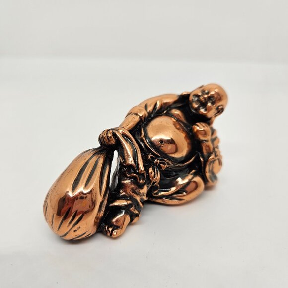 Wooden Box Set of 4 Happiness Buddha Figurines with Square Silk Scarf - Picture 8 of 9